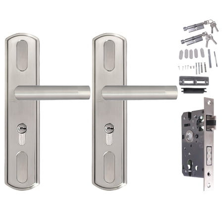 Stainless Steel Room Entry Door Handle with & Keys Security Door Levers Handle for Interior Door Patio Door
