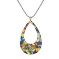 thumbnail image 1 of Stainless Steel Rope Chain Fun Vibrant Multi Rainbow Color Teardrop Pendant – 19 1/2 inches, 1 of 4