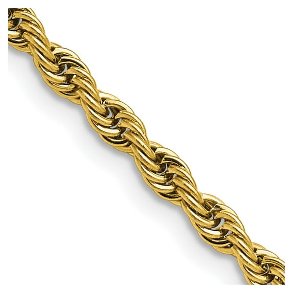 Stainless Steel Rope Chain Necklace Chisel Polished Yellow IP-plated 4 mm 18 inch