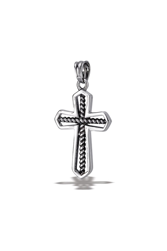 Stainless Steel Rope Cross Pendant Christian Faith Charm Gray Jewelry Female Unisex