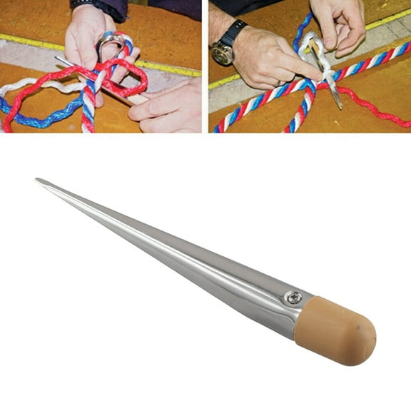 Stainless Steel Rope Splicing Spike 170mm with Smooth Beechwood Handle for Wire Rope and Line Work on Boats, Marine Rigging and Sailing Applications, 304 Grade Metal Tool f
