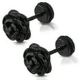 thumbnail image 1 of Stainless Steel Rose Flower Floral Faux Fake Cheater Ear Plugs Gauge, Pair, 1 of 2