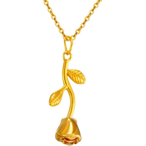 Stainless Steel Rose Flower Style Statement Pendant Party Necklace