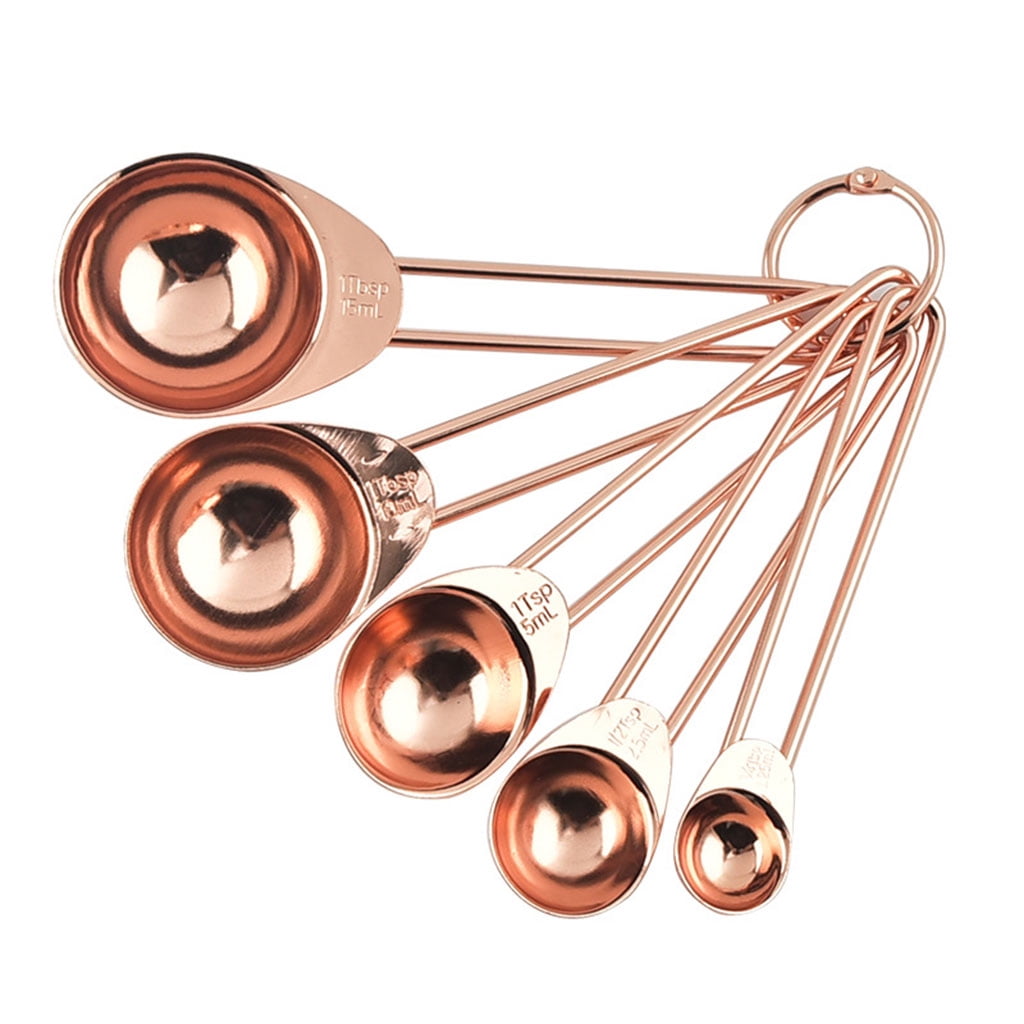 Stainless Steel Rose Gold Measuring Spoons Cups Set Engraved Marking ...