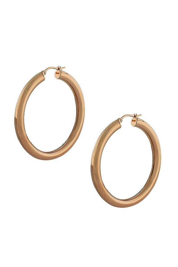 Stainless Steel Rose Gold-Tone Classic Hoop Earrings