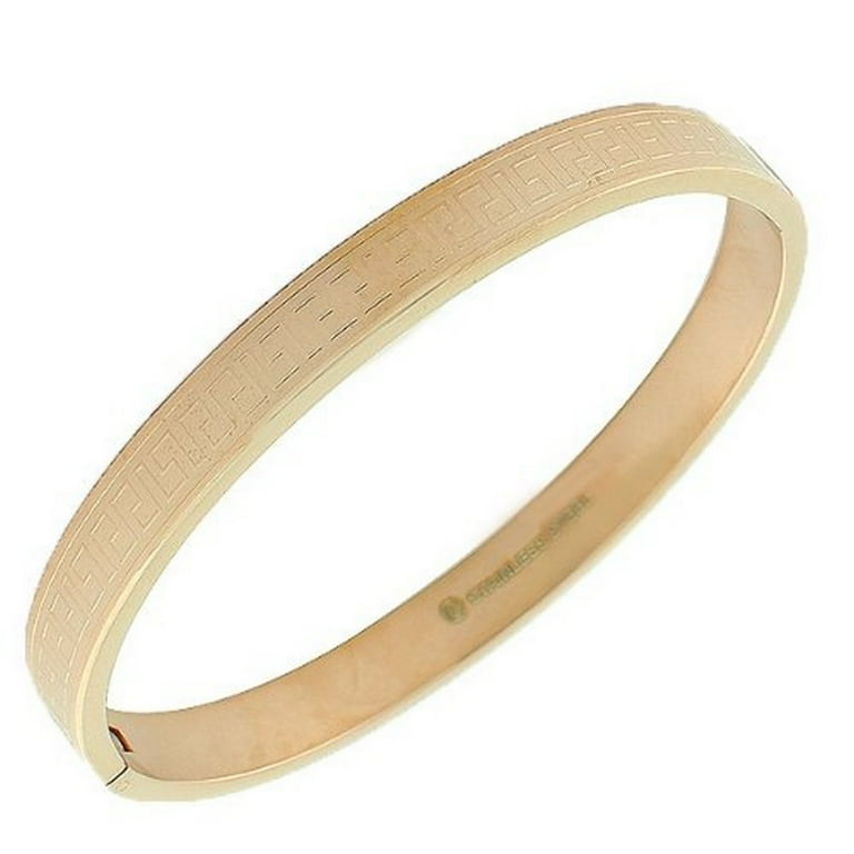Stainless Steel Rose Gold Tone Greek Key Bangle Bracelet Walmart