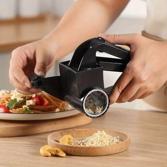 Stainless Steel Rotary Cheese Grater – Multi-Functional Kitchen Tool for Shredding Cheese, Ginger, Nuts & More with Adjustable Clamp & Ergonomic Handle