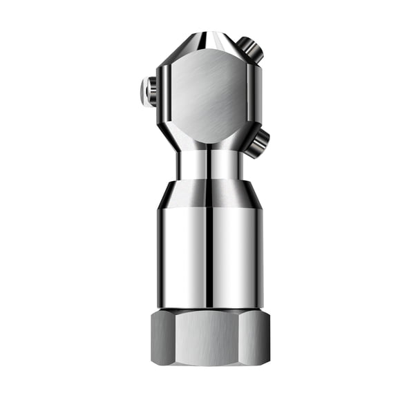 Stainless Steel Rotary Cleaning Nozzle with Three Spray Outlets, 60-Degree Fan Coverage, Hexagonal Nut Connection for Easy Installation