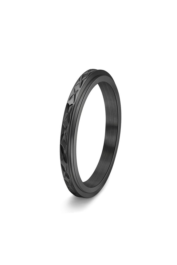 Stainless Steel Rotatable Finger Ring for Women Men Fidget Spinner Ring for Calming Worry Meditation Black 2.5mm Size 7(17.3mm)