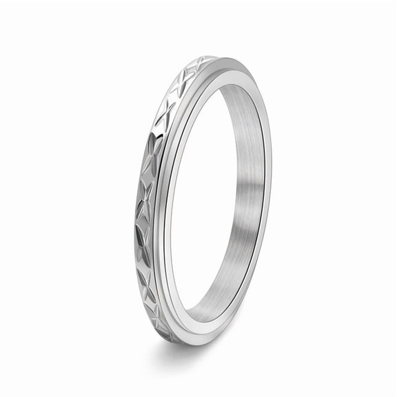 Stainless Steel Rotatable Finger Ring for Women Men Fidget Spinner Ring for Calming Worry Meditation Stainless Steel Color 2.5mm Size 7(17.3mm)