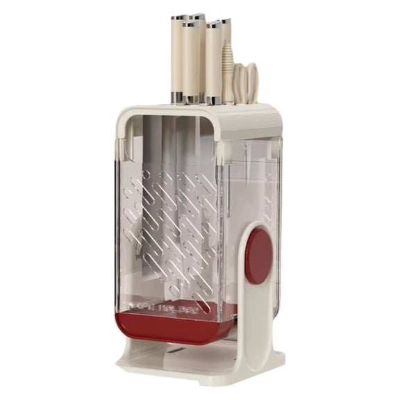 Stainless Steel Rotatable Knife Block,Multifunctional Countertop Storage with Drawer,Knife & Chopstick Organizer,Kitchen Knife Holder