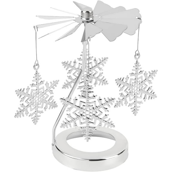 Stainless Steel Rotating Candlestick Tealight Candle Holder Gold Carousel Candlestick for DIY Decoration Spinning Candle Topper for DIY Weddings PartiesSnow Silver