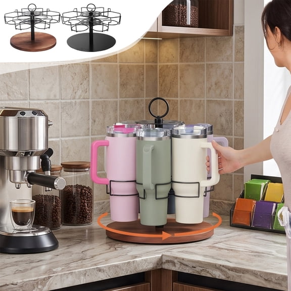 Stainless Steel Rotating Cup Holder 360 Degree Lazy Susan Rust Proof Sturdy Easy Clean for Kitchen Counter Space Saving