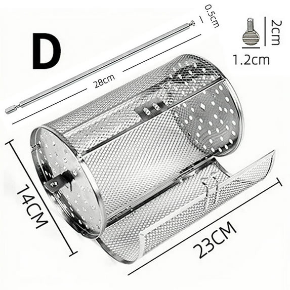 Stainless Steel Rotating Grill 2025 Chicken Wing Basket Automatic Wind Up 360 BBQ Grill Cage Rolling Outdoor Grilling Baskets Kit Gifts Vegetable, Usupdd 2025 Stainless Steel Rotating Grill 2025