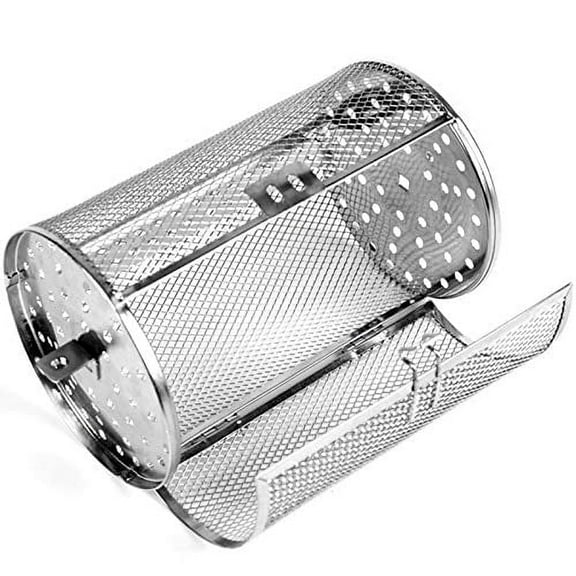 2025 New Stainless Steel Rotisserie Grill Roaster Drum Oven Basket Oven Roast Baking Rotary for Peanut Dried Nut Coffee Beans BBQ 5.51 x 9 inch