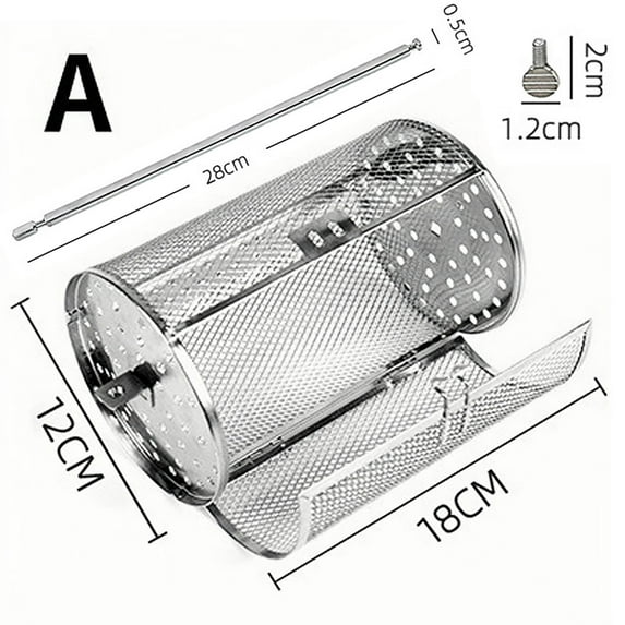 Stainless Steel Rotating Grill Basket | 360-Degree Automatic Wind-Up BBQ Cage for Chicken & Vegetables | Outdoor Grilling Accessories Kit