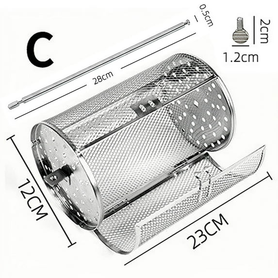 Stainless Steel Rotating Grill Basket | 360-Degree Automatic Wind-Up BBQ Cage for Chicken & Vegetables | Outdoor Grilling Accessories Kit