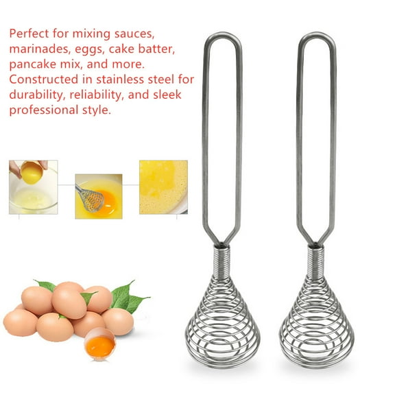 Stainless Steel Rotating Hand Press Whisk | Food Grade Whip Beater | Oval Design | Rustproof | Easy to Clean | Blends Faster Than Standard Whisks | 22x5cm | 1 Pack