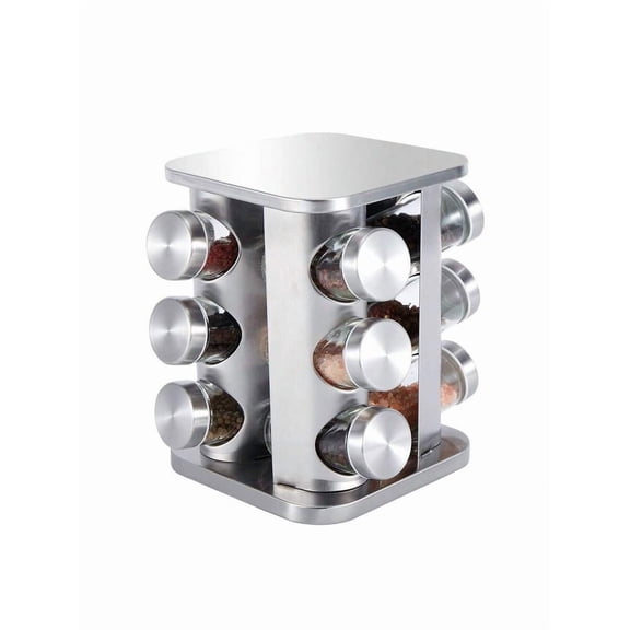 Stainless Steel Rotating Spice Rack - 360 Spinning Countertop Organizer With Multiple Compartments, Space-Saving Kitchen Storage For Spices, Condiments & Seasonings, Modern Home