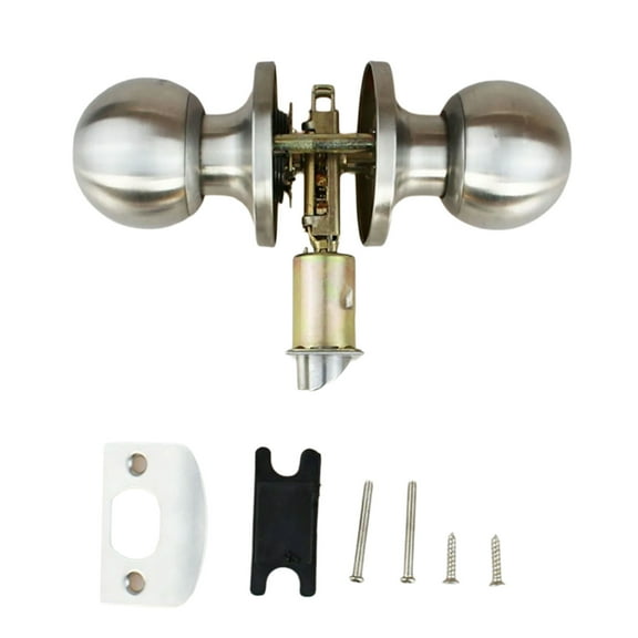 Stainless Steel Rotation Round Door Knobset Handle Round Shaped Nonlocking Doorknob for Hallway, Closet Easy to Use