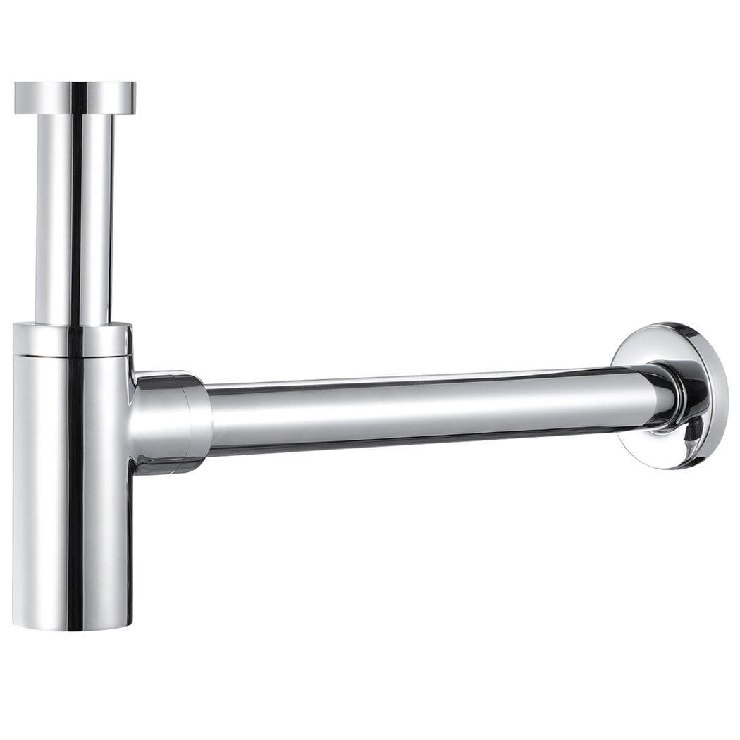 Stainless Steel Round Bottle Trap, P Trap for 11/4 Inches Basin Sink