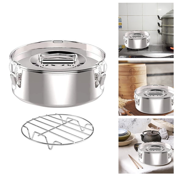 Stainless Steel Round Cake Pan with Lid and Rack 304 Food Grade for Cheesecake Cupcake Steaming Baking Pressure Cooker Compatible