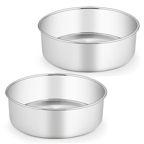 Stainless Steel Round Cake Pans, 2 Pack 8.5 x 3 Inch, For Baking Weddings Birthdays Parties