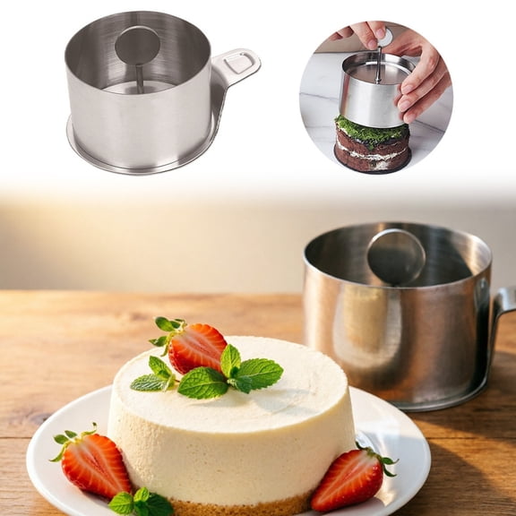 Stainless Steel Round Cake Ring with Heart Shape for Baking and Rice Molding Non-Stick Durable Easy Clean Perfect for Sushi and Dessert Shaping B