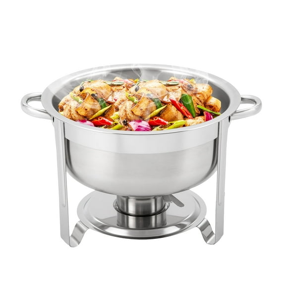 Stainless Steel Round Chafing Dish Buffet Set Chafing Buffet Server with Glass Lid,Buffet Warmer with Food and Water Pans,Buffet Server and Warmer for Hotel,Party,Wedding (8.5L/8.98Qt)