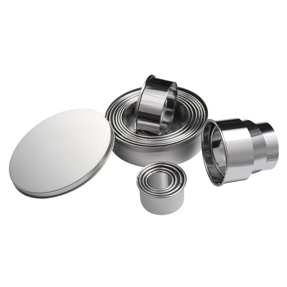 Stainless Steel Round Cookie Biscuit Cutter Set, 11 Pieces Circle Donut Doughnut Cutter and Donut Cutter Ring Molds, Baking Ring Molds for Mini Cake, Scone, Pastry, Cooking