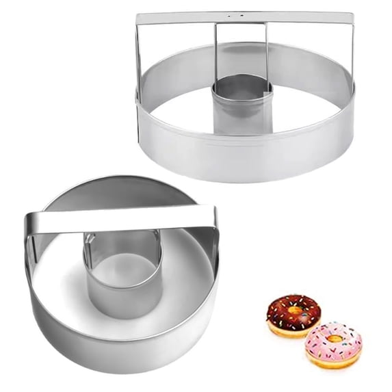 Stainless Steel Round Cookie Cutter with Handle, Multi-Functional Dough Slicing Tool for Baking, Biscuit, Pastry, Pancake - 1-Pack