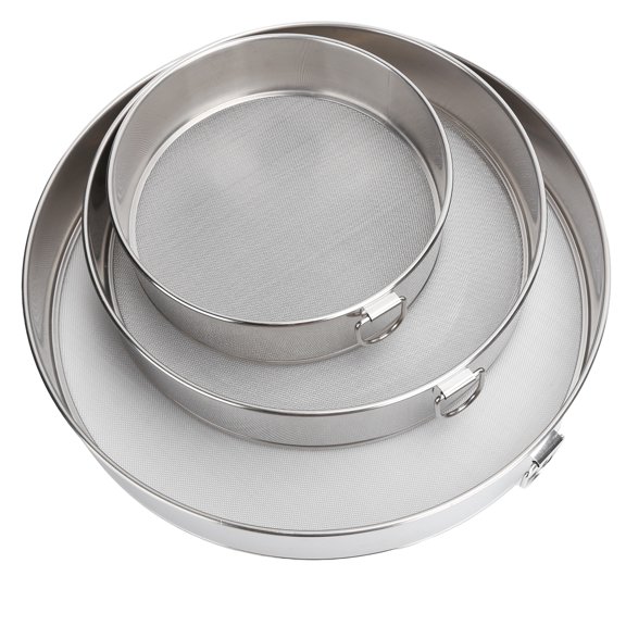 Stainless Steel Round Flour Sifter Set for Baking - Premium 3-Piece Fine Mesh Strainer for Powder Sugar, Flour, and Sesame - Multi-Size Kitchen Accessories (5.9 in / 7.9 in / 9.8 in)