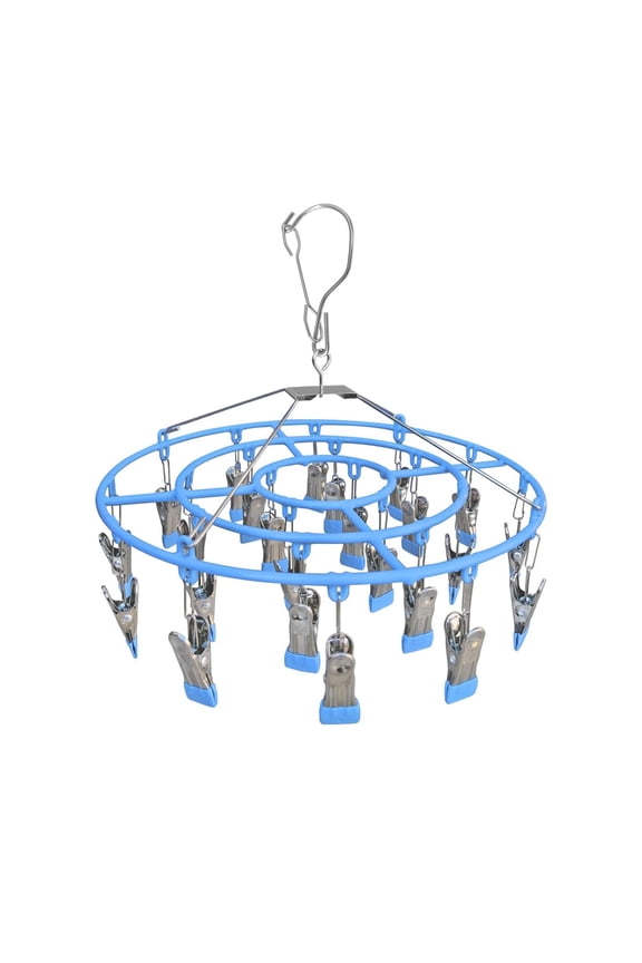 Stainless Steel Round Hanging Drying Rack with 24 Clips for Drying Socks, Baby Clothes, Bras, Towel, Underwear, Hat, Scarf, Pants, Gloves Ciozy