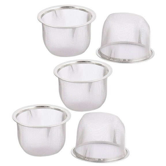 Stainless Steel Round Mesh Tea Leaf Spice Teapot Filter Strainer 70mm Dia 5pcs