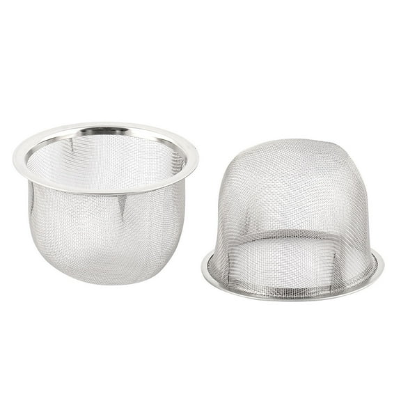 Stainless Steel Round Mesh Tea Leaf Spice Teapot Filter Strainer 75mm Dia 2pcs