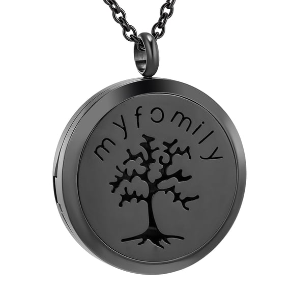 Stainless Steel Round Openwork Tree of Family Perfume Essential Oil Diffuser Necklace Locket Aromatherapy