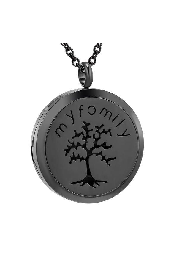 Stainless Steel Round Openwork Tree of Family Perfume Essential Oil Diffuser Necklace Locket Aromatherapy
