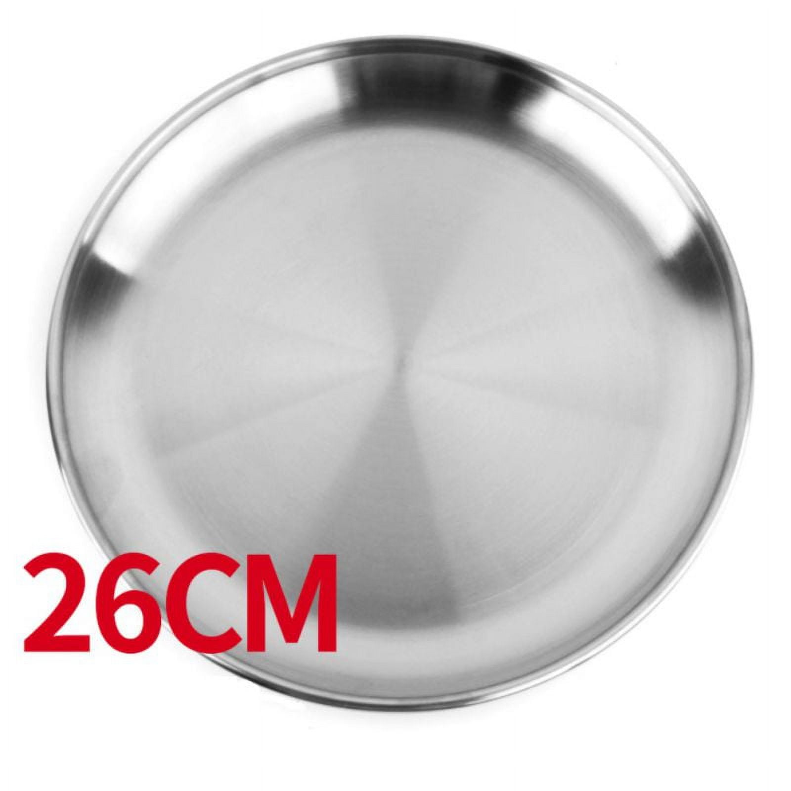 Stainless Steel Round Plates Dish Dinner Plate Outdoor Camping Metal