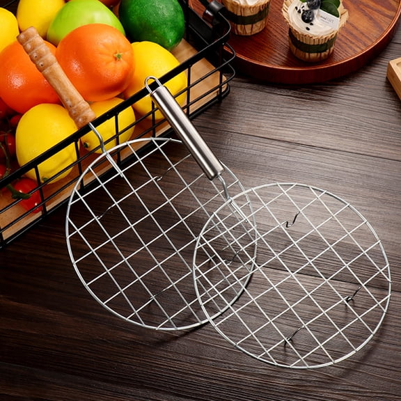 Stainless Steel Round Roaster Rack with Wooden Handle: Multi-Functional for Steaming, Cooling, Baking & Barbecuing