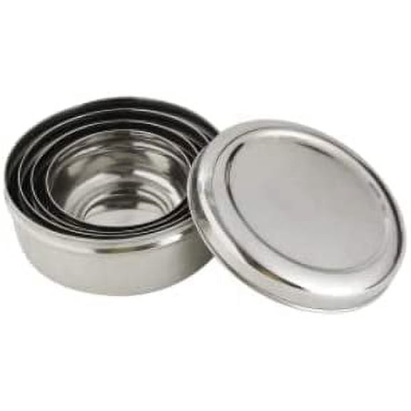 Stainless Steel Round Shaped Food Storage Containers/Canister/Box, Kitchenware, (Approx. 13 x 13 x 8 cm), (Set of 1)