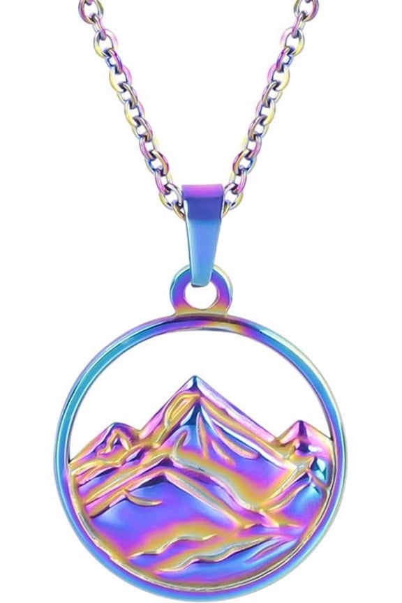 Stainless Steel Round Shaped Mountain Style Cocktail Party Biker School Holiday Pendant Necklace