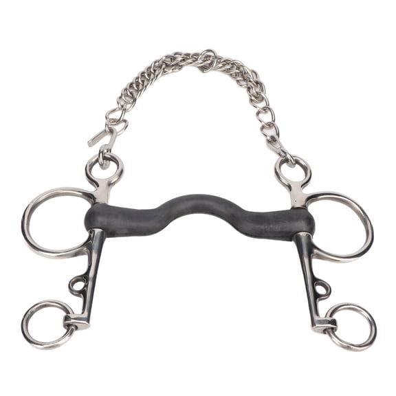 Stainless Steel & Rubber Horse Snaffle Bit Roller with Hook and Chain - Hand Polished Equestrian Mouth Bit for Control