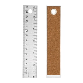 Stainless Steel Ruler Cork Backed, 6 Inch Straight Edge Ruler Non-Slip Cork Backing with Inch and Centimeter Scale for Office Engineering Drawing