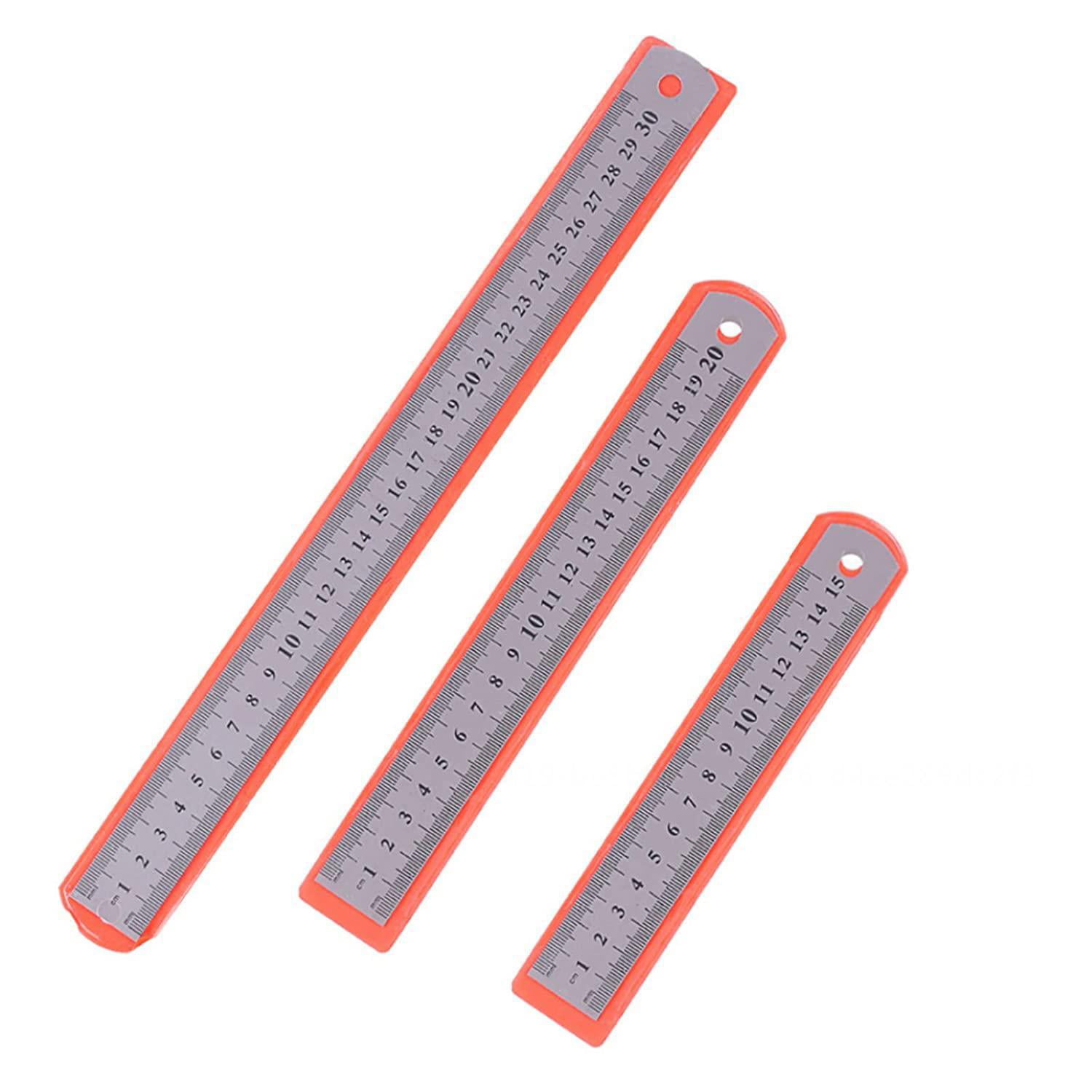 1PC Metric and Imperial Scale Stainless Steel Ruler Double-sided 2/6/8/12/16/20  Inch Metal Rulers with High Precision Graduation Line