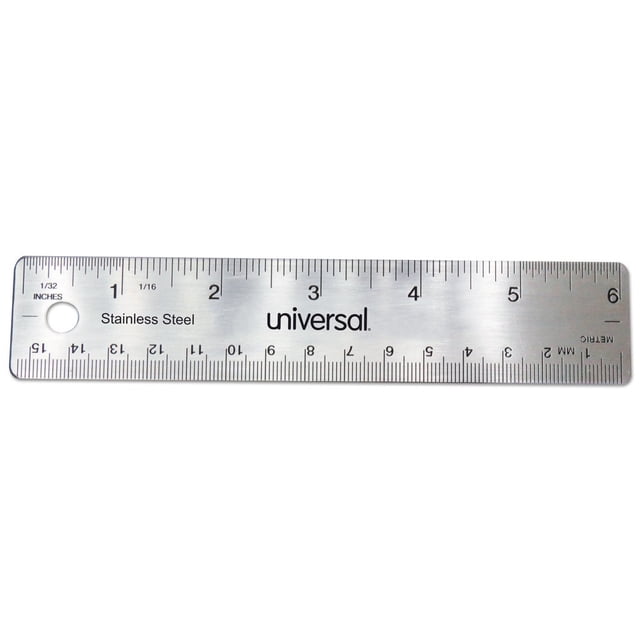 Stainless Steel Standard/Metric 6 in. Ruler - Walmart Business Supplies
