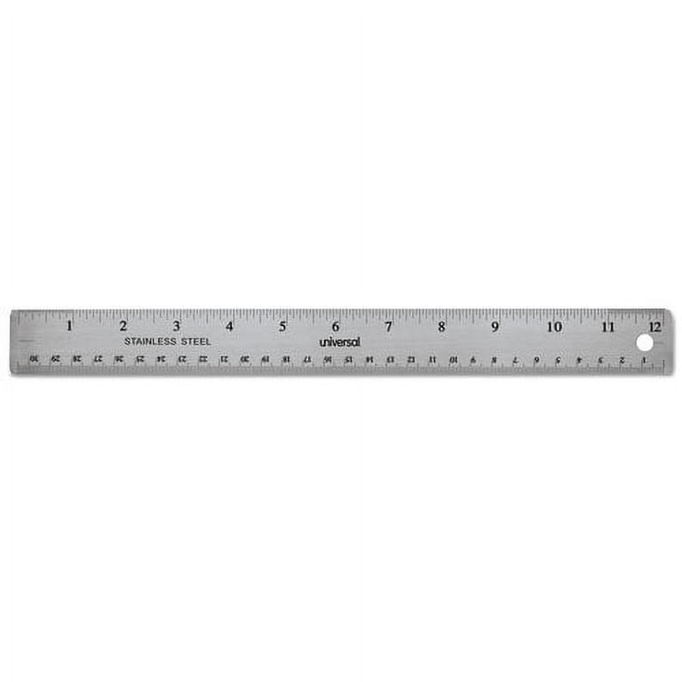 Stainless Steel Ruler with Cork Back and Hanging Hole, Standard/Metric, 12 Stainless Steel Ruler with Cork Back and Hanging Hole, Standard/Metric, 12