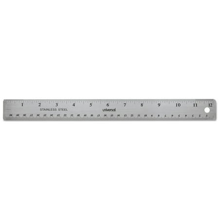 Stainless Steel Ruler With Cork Back And Hanging Hole, Standard/metric, 12" Long | Bundle of 5 Each