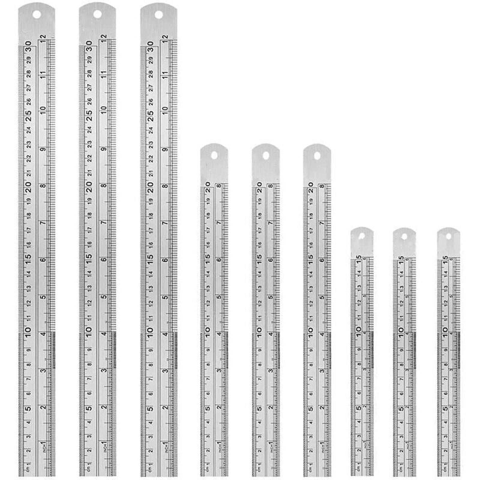 Stainless Steel Rulers, Arcenciél 9 Pcs Steel Metric Ruler for Design