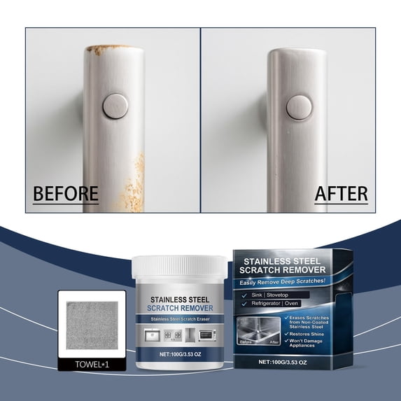 Stainless Steel Rust Remover Pot Bottom Black Stain Cleaner,Multi-Effect Kitchen Degreaser,Metal Polishing Maintenance,Sink Cookware Care,Quick Stain Dissolution,Long-Lasting Brightness Protection