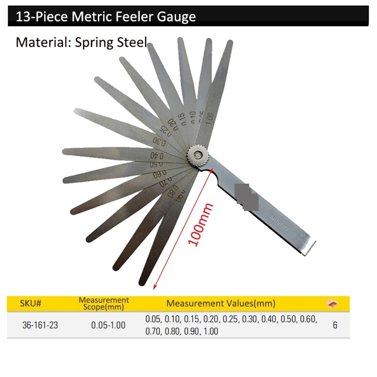 Stainless Steel SAE Metric Thickness Feeler Gauge Gap Measurement Mm Gauges Leaf Sheet Blades Filler Gauge Tools ,Easy Identification